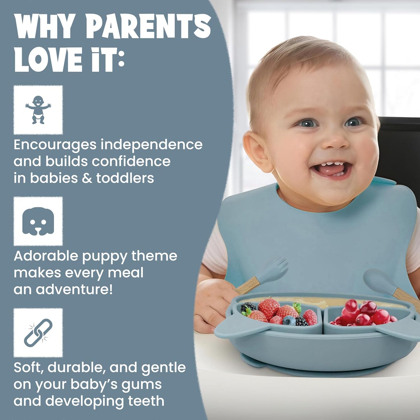 Baby Feeding Essentials, Baby Led Weaning Supplies, Silicone Baby Feeding Set, with Baby Spoon, Fork, Baby Bib, Sippy Cup, Suction Plate, Suction Bowl, Baby Eating Essentials, 6+ Months (Beige)