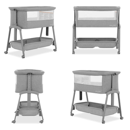 Dream On Me Calypso Portable Bassinet with Wheels, Adjustable Height Bedside Sleeper, Foldable Baby Bassinet with Breathable Mesh Sides, Foam Mattress, Easy Mobility & Travel-Friendly Design - Black