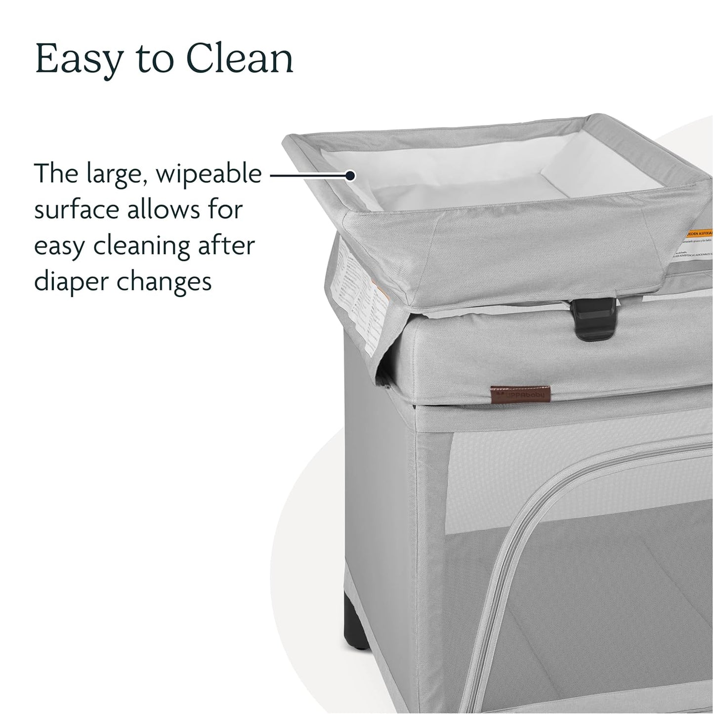 UPPAbaby Remi Changing Station/Wipeable Surface/Simple Attachment and Storage/Charlie (Sand Mélange)