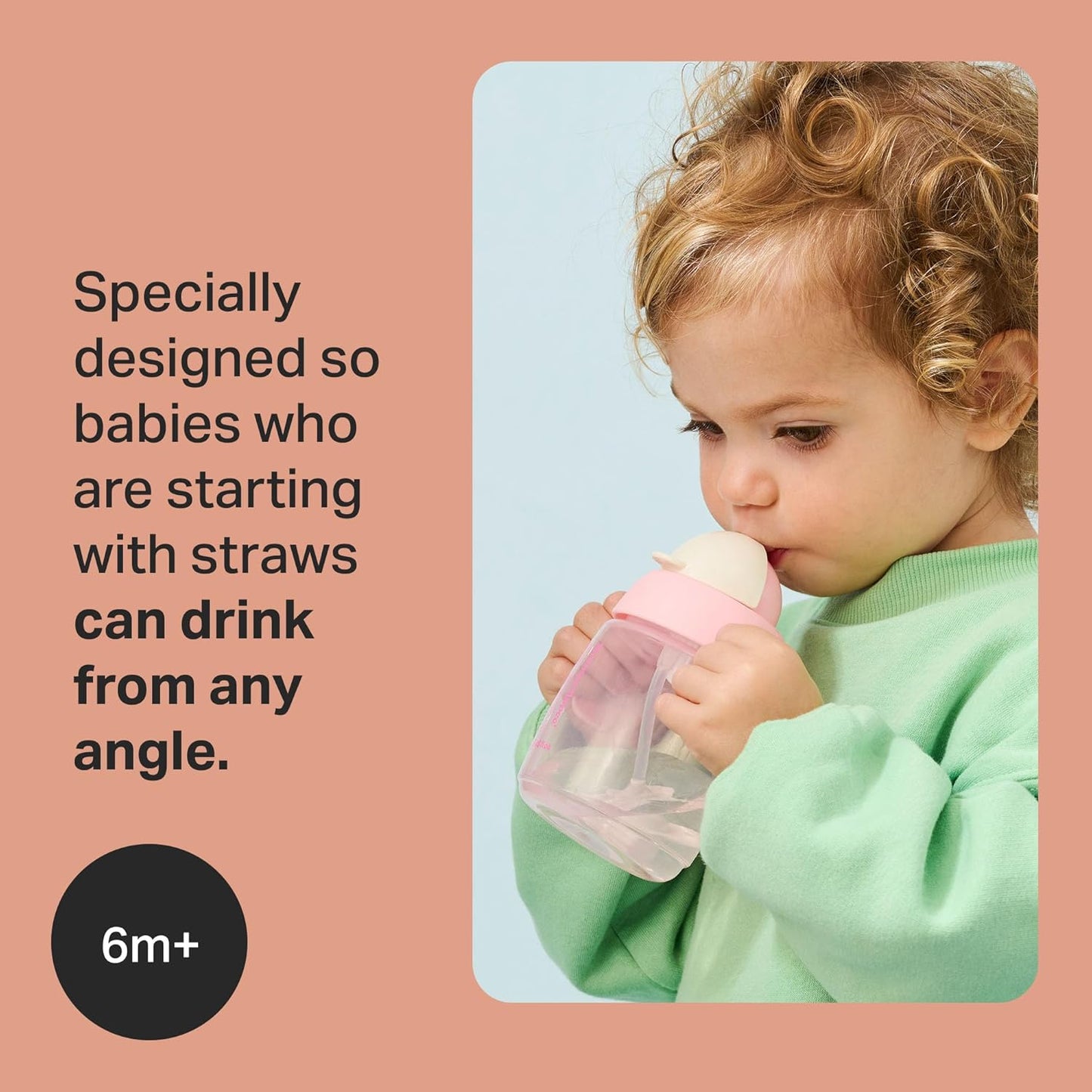 Tommee Tippee Starter Weighted Straw Baby & Toddler 10oz Sippy Cup for 6 Months+, with Silicone Weighted Straw and Easy-Hold Handles, BPA Free, Pink & Purple, Pack of 2