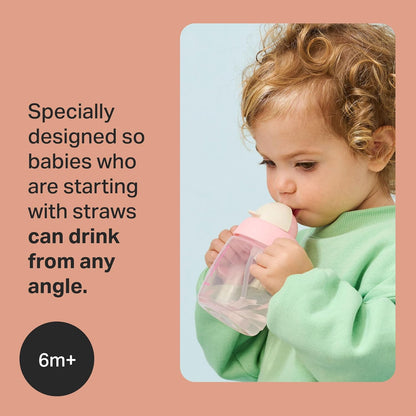 Tommee Tippee Starter Weighted Straw Baby & Toddler 10oz Sippy Cup for 6 Months+, with Silicone Weighted Straw and Easy-Hold Handles, BPA Free, Pink & Purple, Pack of 2