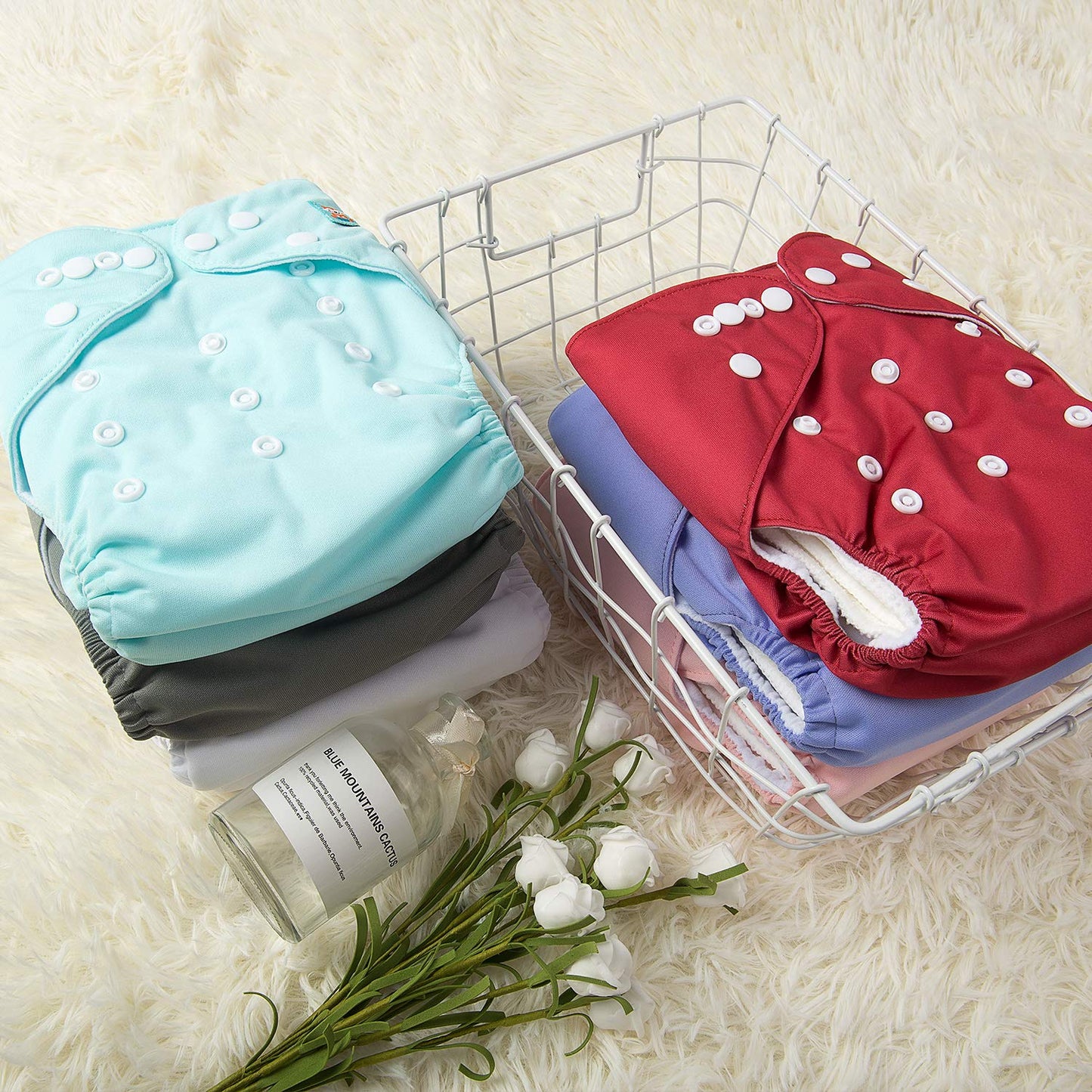 ALVABABY 12pcs Microfiber Inserts,Soft Cloth Diaper Liner,3-Layer Absorbent Inserts,Reusable for Baby Cloth Diapers 12T