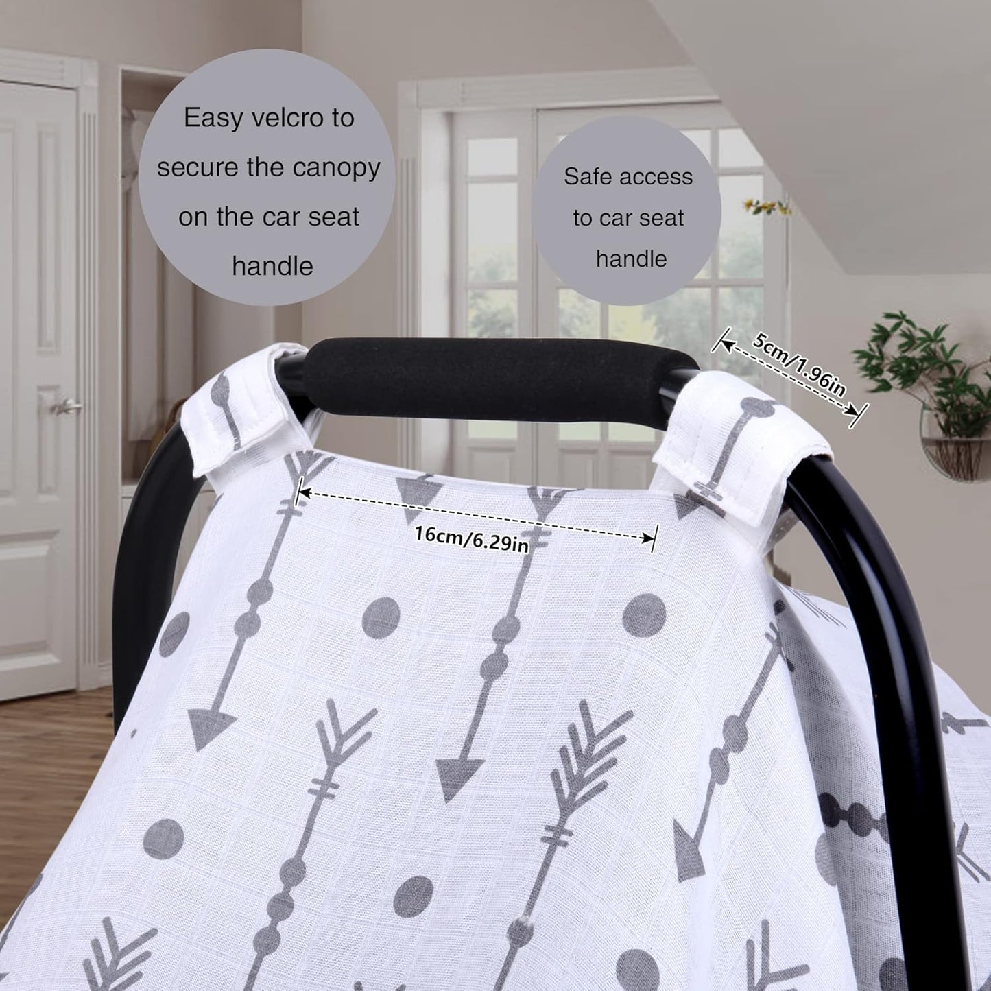 Rquite Car Seat Cover Baby for Girls Boys, 100% Muslin Cotton Infant Carseat Canopy, Soft Breathable Stroller Sun Shade & Newborn Shower Gift, Large Size Universal Fit Summer, Hot & Warm Weather