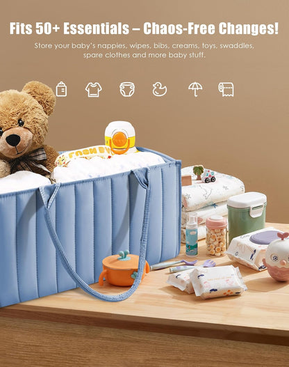 SWEET DOLPHIN 2-Pack Quilted Diaper Caddy Organizer – Premium Puffer Style Nursery Storage Bins – Water-Resistant & Wipeable Changing Table Organizer – Trendy Tote for Home & Car Travel - Mocha Brown