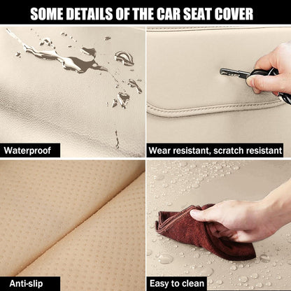 Seat Covers Fit for Mini Convertible 2009-2025 Premium Leather Car Seat Covers, Waterproof Non-Slip and Airbag Compatible, Fashion Car Seat Protector (Black Red,Front Set with Pillow)