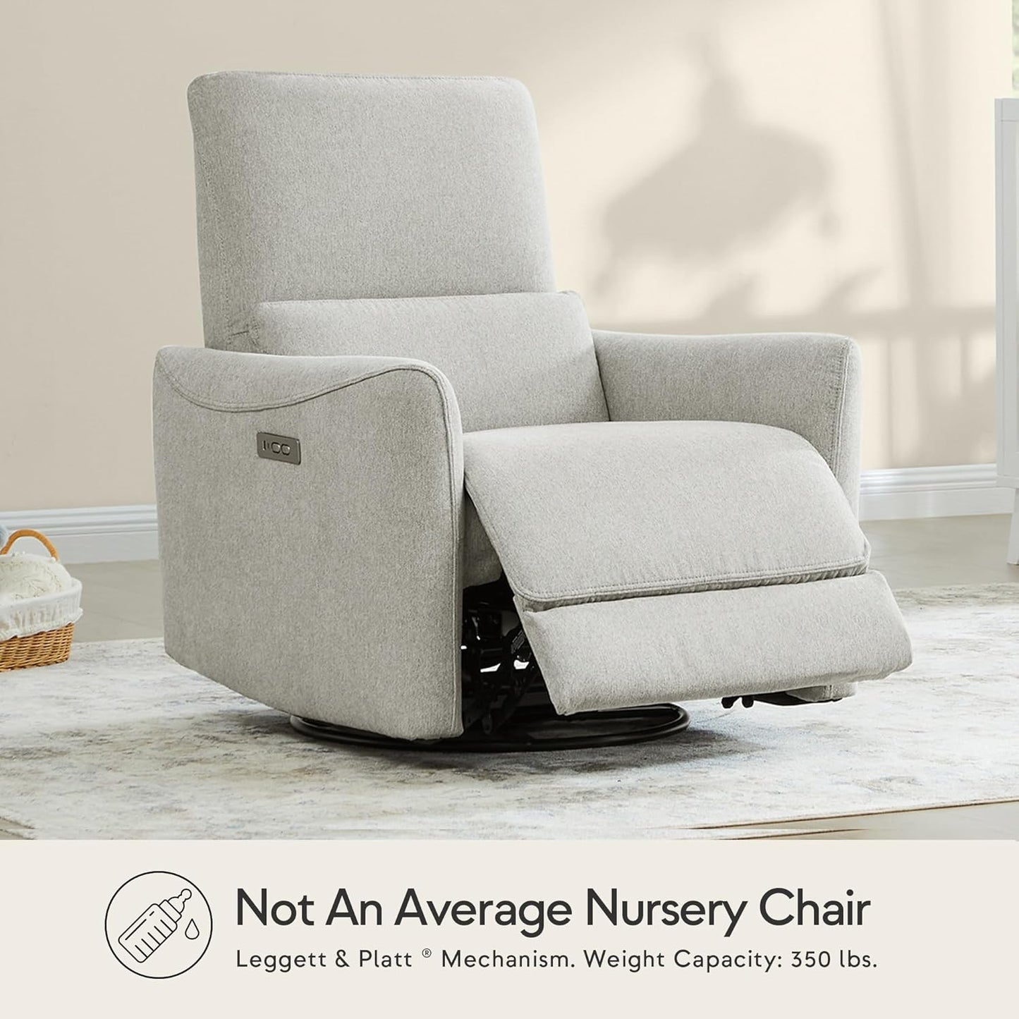 CHITA Power Recliner Chair Swivel Glider, FSC Certified Upholstered Living Room Nursery Reclining Sofa Chair with Lumbar Support, Linen