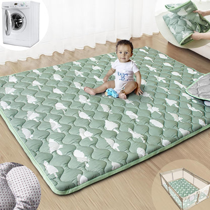 Baby Play Mat, 50x50 Playpen Mat with Super Soft Touch, Activity Mats with Upgraded Anti-Slip Bottom, Machine Washable Crawling Mats for Floor & Picnic (Animal Alphabets)