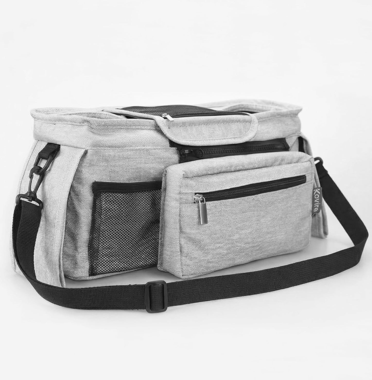 Black Universal Stroller Organizer with 2 Insulated Cup Holders, 3-in-1 Stroller Caddy with Detachable Phone Bag & Non-Slip Shoulder Strap, Fits Uppababy, Nuna, Doona, Baby Essentials