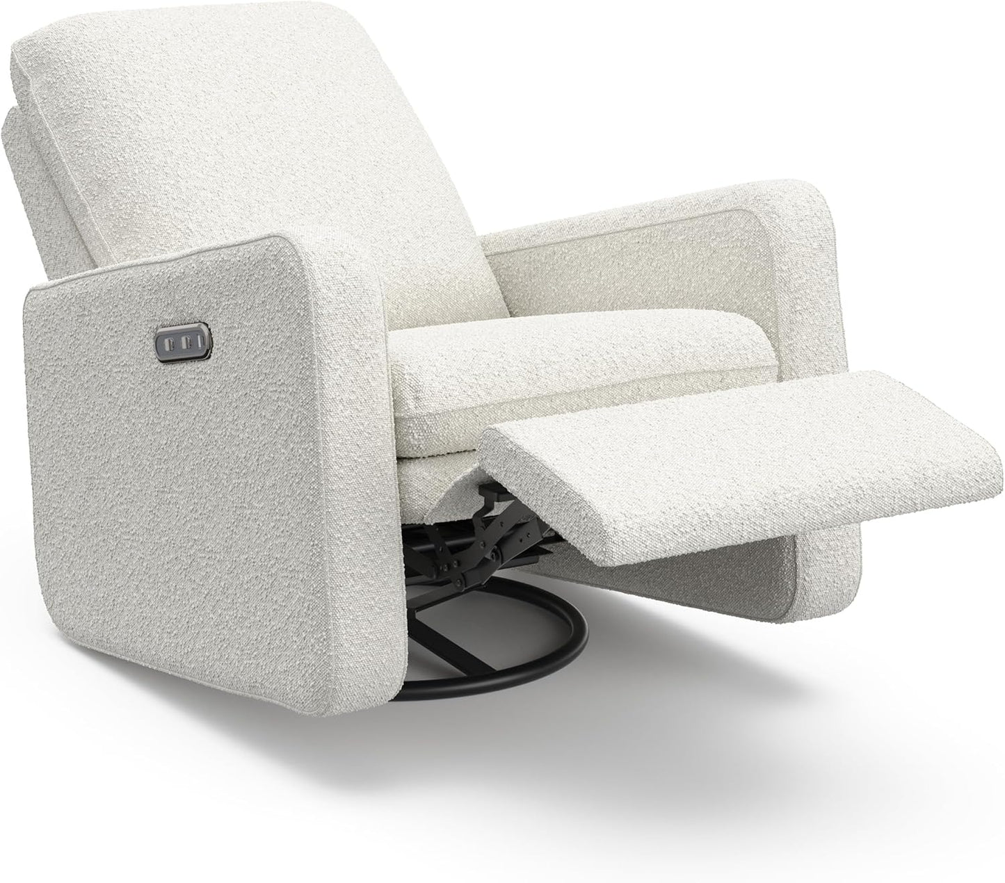 Graco Teddi Power Recliner Swivel Glider, Electronic Power Recline, Oeko-TEX 100 Certified, USB-A & USB-C Charger, Premium Cushioning & Comfort – (Ivory Basketweave)