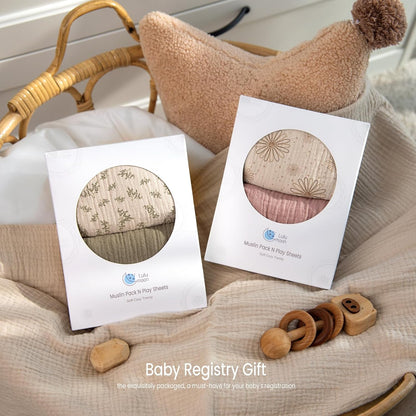 lulumoon Baby Bassinet Sheets Muslin: Cotton Bedside Bassinet Sheets Leaf for Boys - Fitted for Bedside Sleeper Mattress