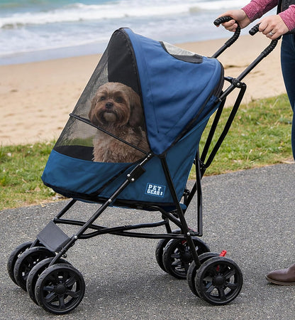 Pet Gear Travel Lite Plus Stroller, Compact, Easy Fold, No Assembly Required, Large Wheels for Cats and Dogs up to 15 pounds, Light Pink