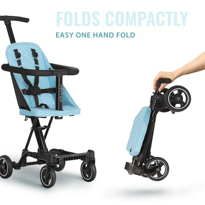 Dream On Me Coast Rider Travel Stroller, Lightweight & Compact Baby Stroller, Theme Park Approved, Book-Folding Design, Adjustable Handle, Soft-Ride Wheels, Converts to Rider & Scooter - Pink
