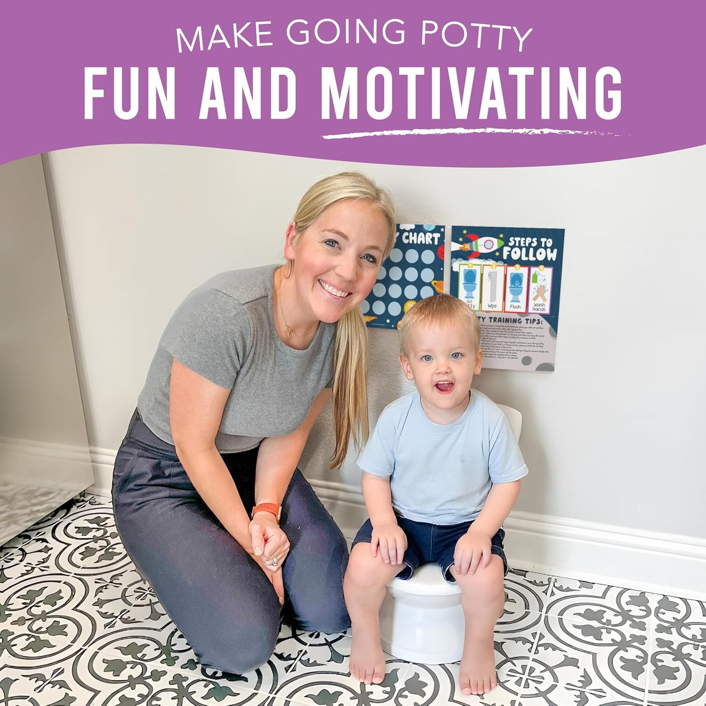 Hadley Designs Potty Training Chart for Toddlers Boys -10 Sticker Potty Chart for Toddlers Boys, 8.5x11" Potty Training Sticker Charts for Toilet Success, Monster Truck Toddler Reward Chart for Kids