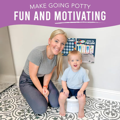 Hadley Designs Potty Training Chart for Toddlers Boys -10 Sticker Potty Chart for Toddlers Boys, 8.5x11" Potty Training Sticker Charts for Toilet Success, Monster Truck Toddler Reward Chart for Kids