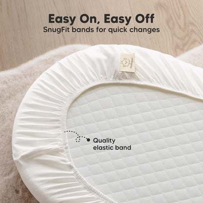 2-Pack Baby Bassinet Sheets Girl, Boy - 33x17 Viscose Derived from Bamboo Bedside Mattress Fitted Bassinet Sheets, Compatible with Halo Bassinest Swivel Sleeper, Baby Delight, Graco (Pecan)