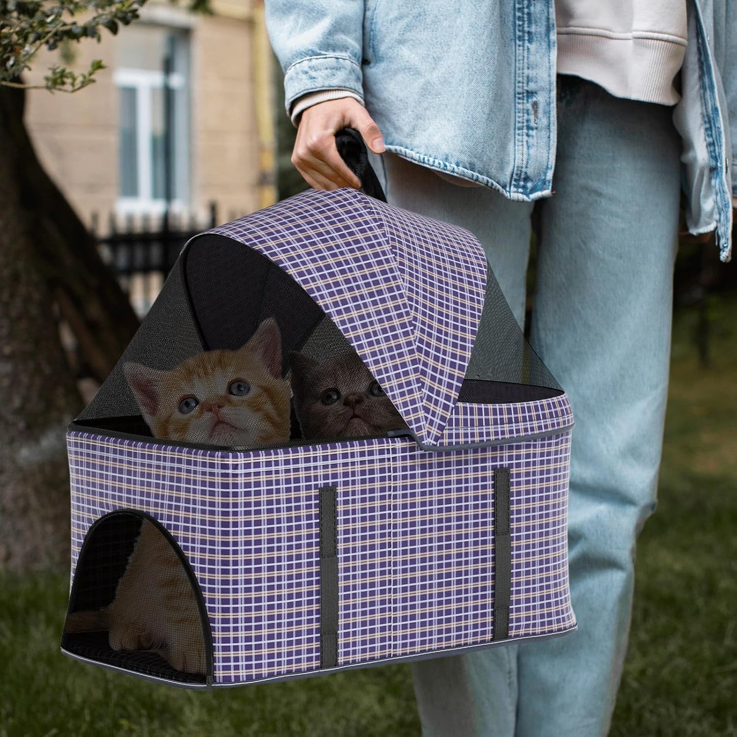 Magshion Compact Pet Stroller for Small-Medium Dogs/Cats up to 22lbs, 4-Wheel Lightweight Umbrella Shaped Portable Puppy Travel Jogger with Breathable Mesh, Cup Holder & Rear Storage, Black