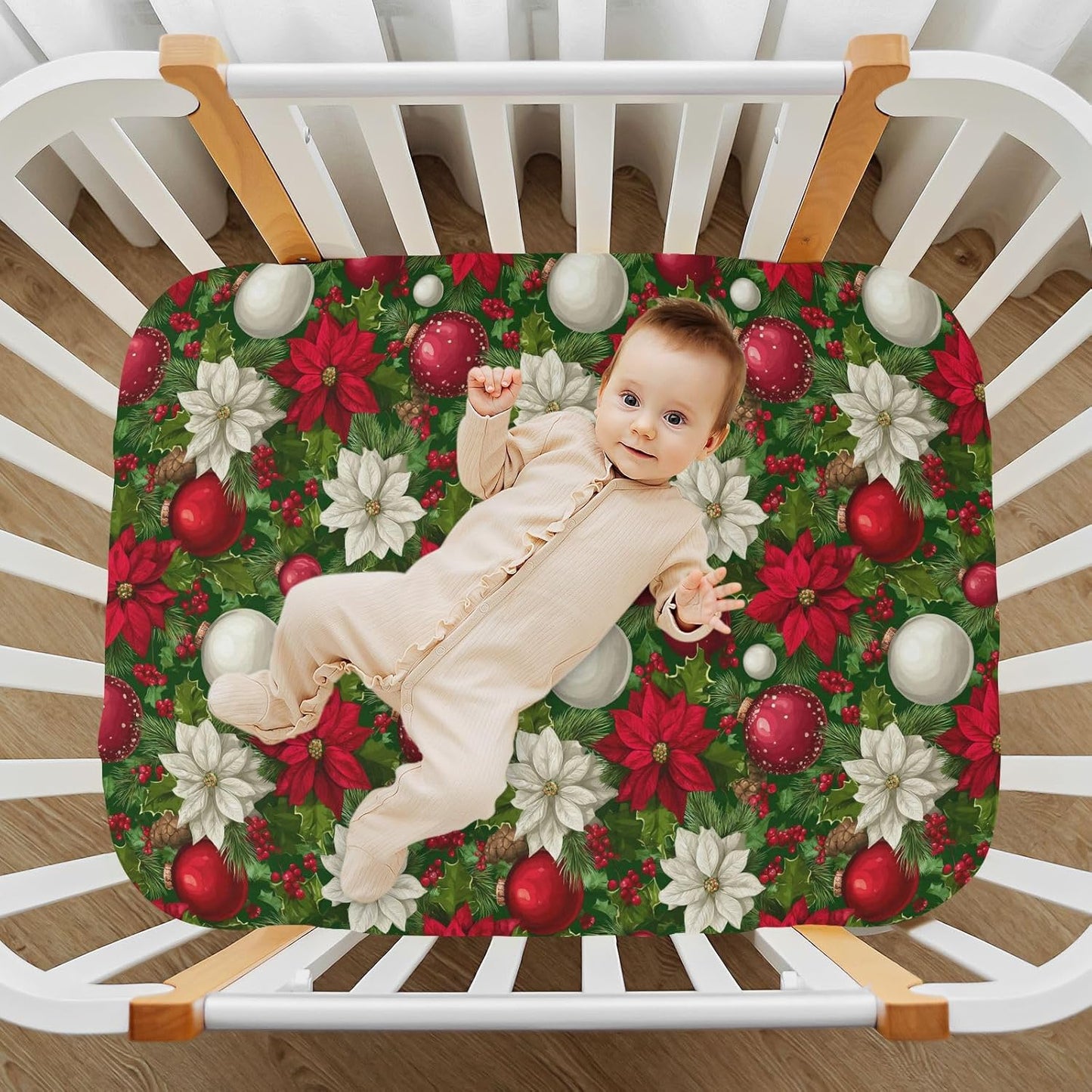 Baby Crib Sheet Cute Goose Flowers Crib Mattress for Boys and Girls Playard Sheet Soft Breathable Fitted Baby Mattress Cover 52x28in