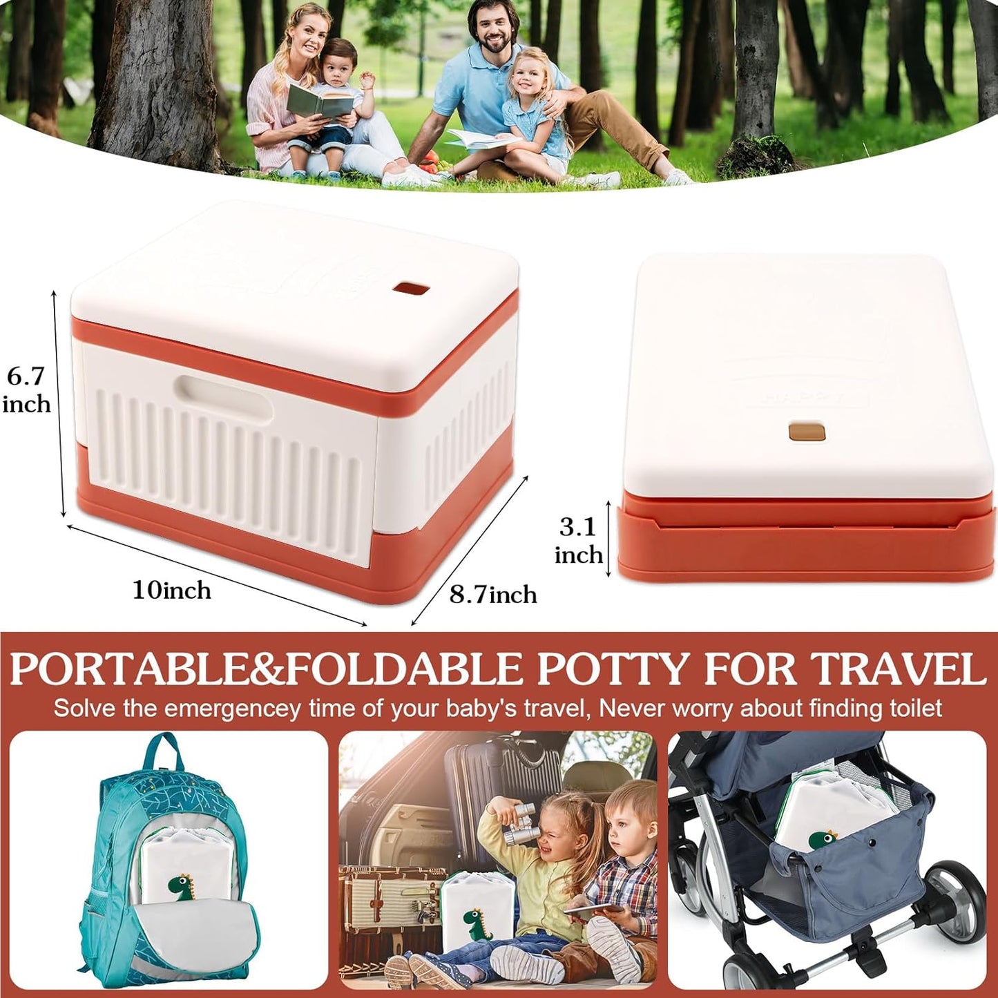Fabulas Portable Potty for Toddler Travel, Foldable Travel Potty Training Toilet Seat for Kids Boys Girls, Emergency Mobile Toilet In Car for Camping Outdoor Indoor, with 30 Disposable Bags, Blue