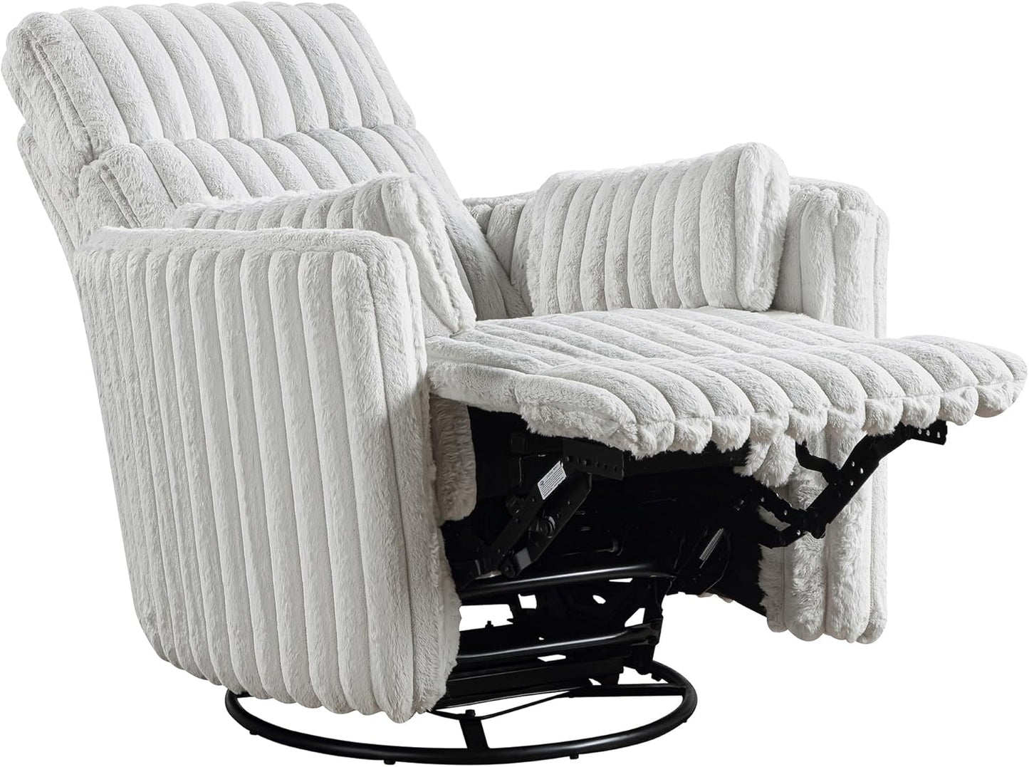 Lexicon Modern Swivel Glider Recliner Chair, Nursery Glider, Corduroy Fabric Upholstery Recliner with High Back, Manual Recliner Sofa Chair for Living Room/Office/Apartment, Gray