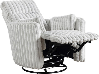 Lexicon Modern Swivel Glider Recliner Chair, Nursery Glider, Corduroy Fabric Upholstery Recliner with High Back, Manual Recliner Sofa Chair for Living Room/Office/Apartment, Gray
