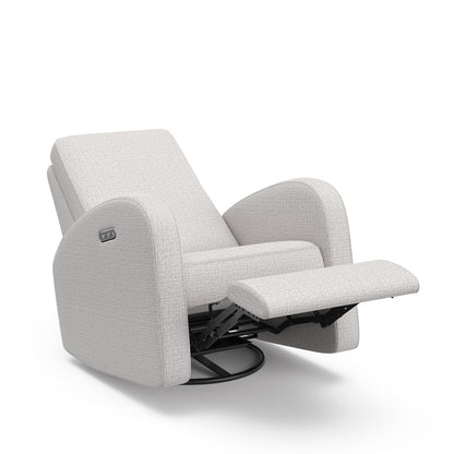 Storkcraft Santa Monica Power Recliner Swivel Glider (Dune Basketweave) – Effortless Electronic Power Recline, USB-A & USB-C Charger