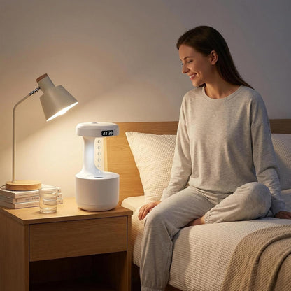 Humidifiers for Bedroom, 800ml Cool Mist Air Humidifier, Anti-Gravity Digital Humidifier with LED Display, Quiet Knob Control for Bedroom, Plants, Nursery, Office - White