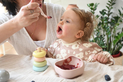 Beaba Silicone Suction Baby Bowl, Soft Anti Slip Durable Unbreakable Toddler Bowls, Baby Essentials, Toddler Feeding, (Rose)