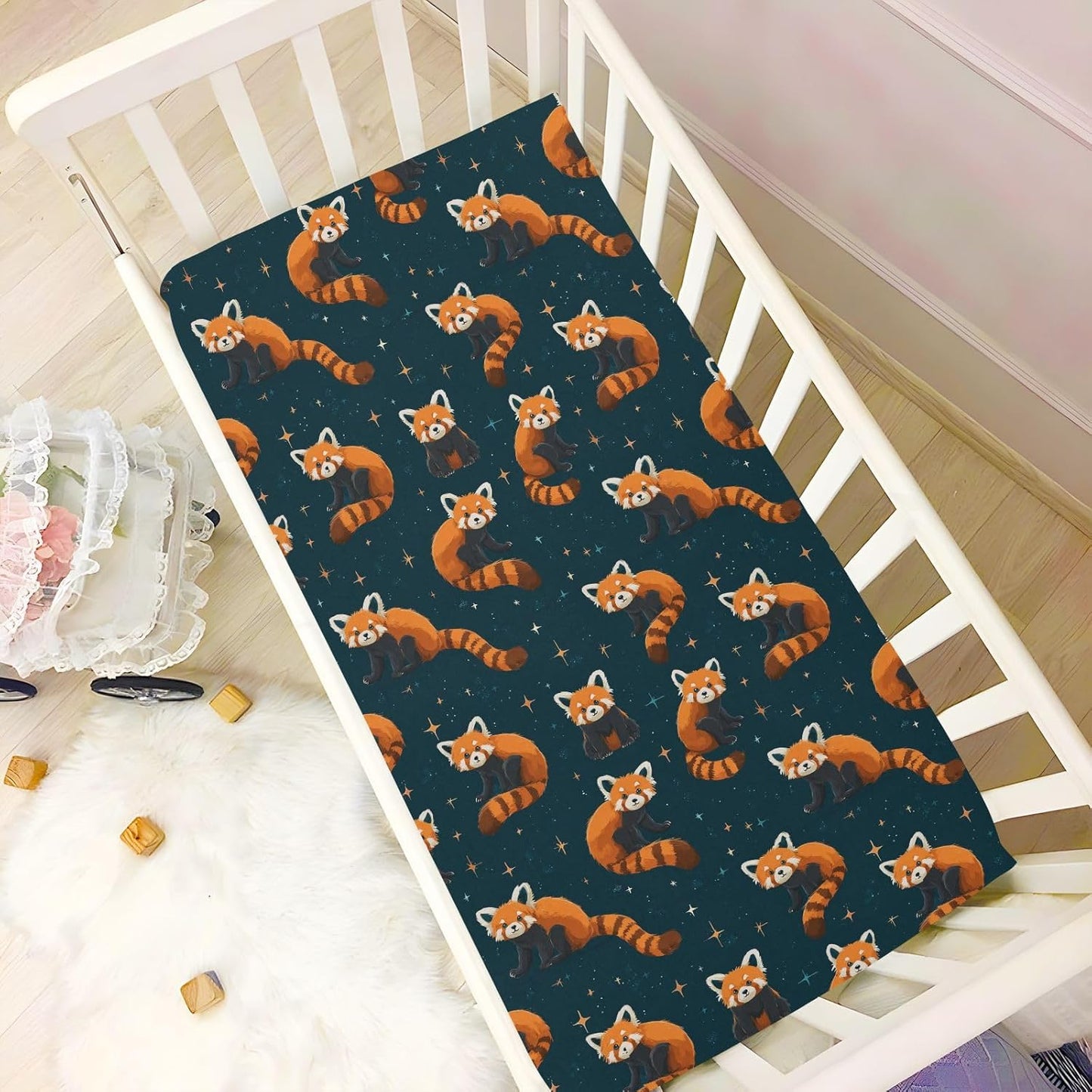 Baby Crib Sheet Cute Goose Flowers Crib Mattress for Boys and Girls Playard Sheet Soft Breathable Fitted Baby Mattress Cover 52x28in