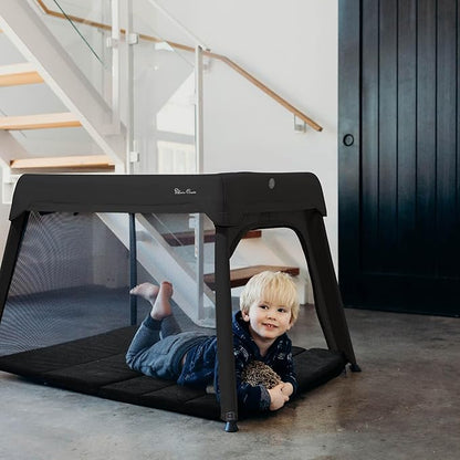 Silver Cross Sleep & Go 3 in 1 Travel Crib - Converts Newborn Bassinet, Crib to Playard - Portable, Lightweight, Easy to Pack with Comfortable Mattress for Infants to Toddlers - Carbon (Sustainable)