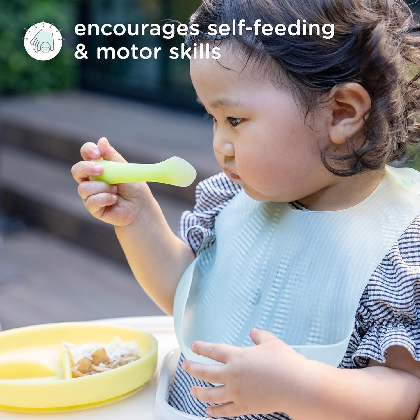 Olababy Baby Led Weaning Advanced Feeding Set – Silicone Training Spoon & Suction Bowl with Lid, BPA Free Self-Feeding Set for Babies 6+ Months (2 Piece)