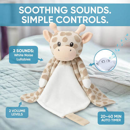 Love By Emi 4 in 1 Baby Lullaby Sleep Soother Toy - Stuffed Animal Sound Machine & Pacifier Holder | Heartbeat White Noise & Music | Plush White Tiger Lovey Sleep Aid Security Blanket (0-3 Years)