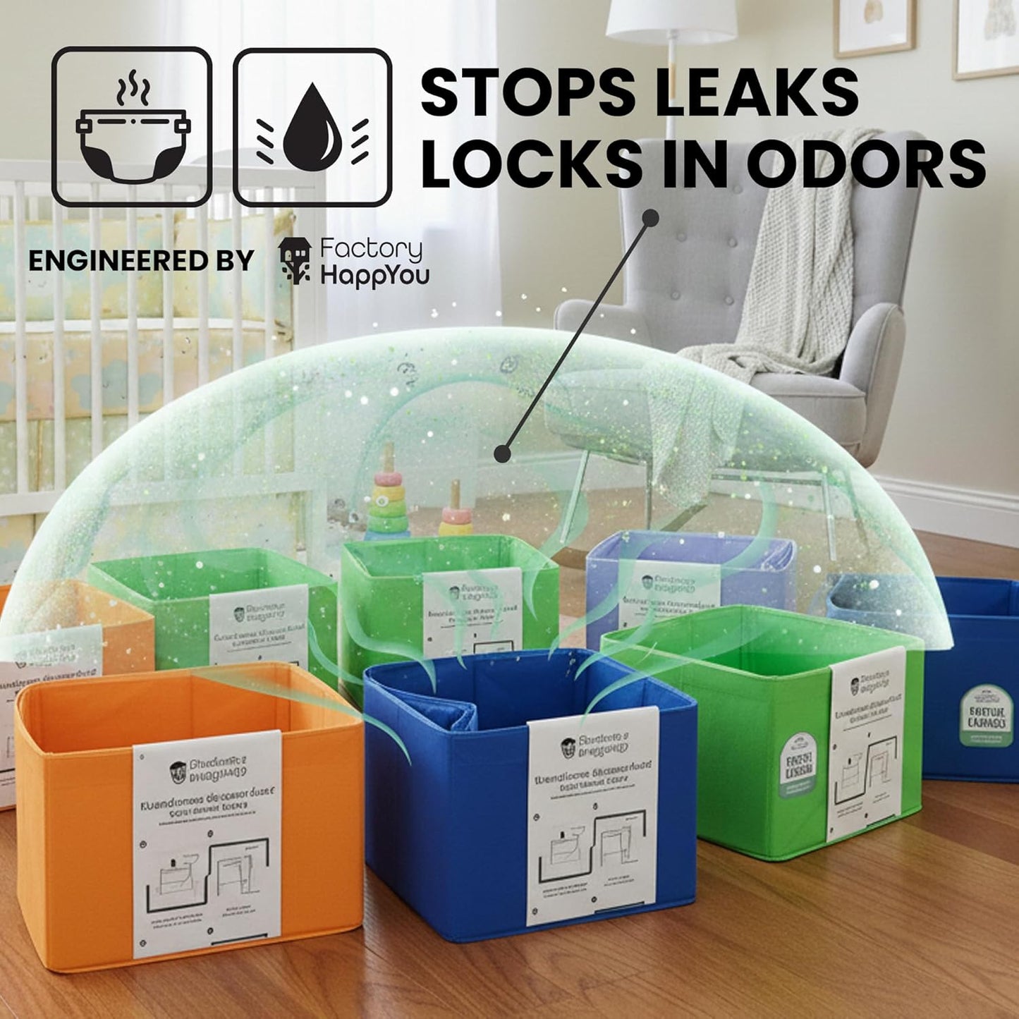 Factory Happyou® Pack of 8 Refills Compatible with Dekor CLASSIC Pails (NOT COMPATIBLE WITH DEKOR PLUS). Each refill is 472 in Long, 30% Thicker, Odor Control. Each refill holds up to 600 Diapers