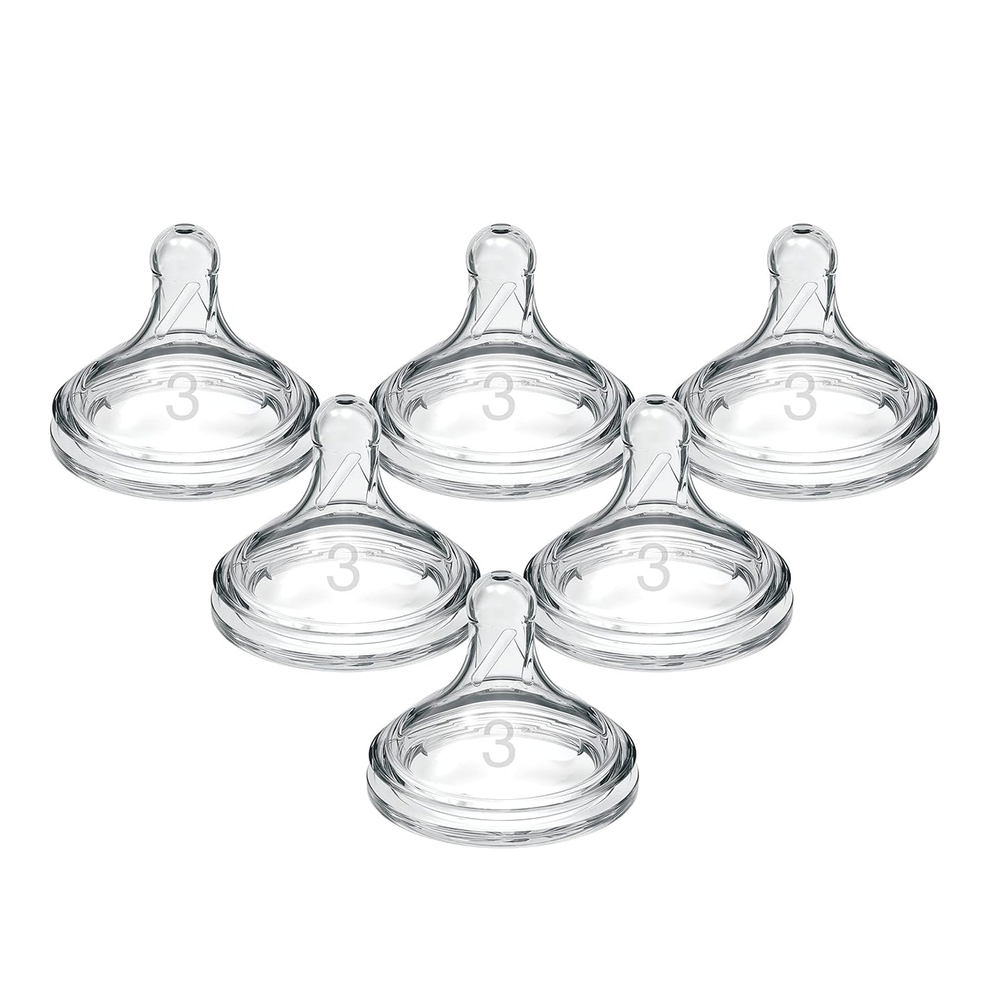 Dr. Brown’s Natural Flow® Level 2 Wide-Neck Baby Bottle Silicone Nipple, Medium Flow, 3m+, 100% Silicone Bottle Nipple, 6 Pack
