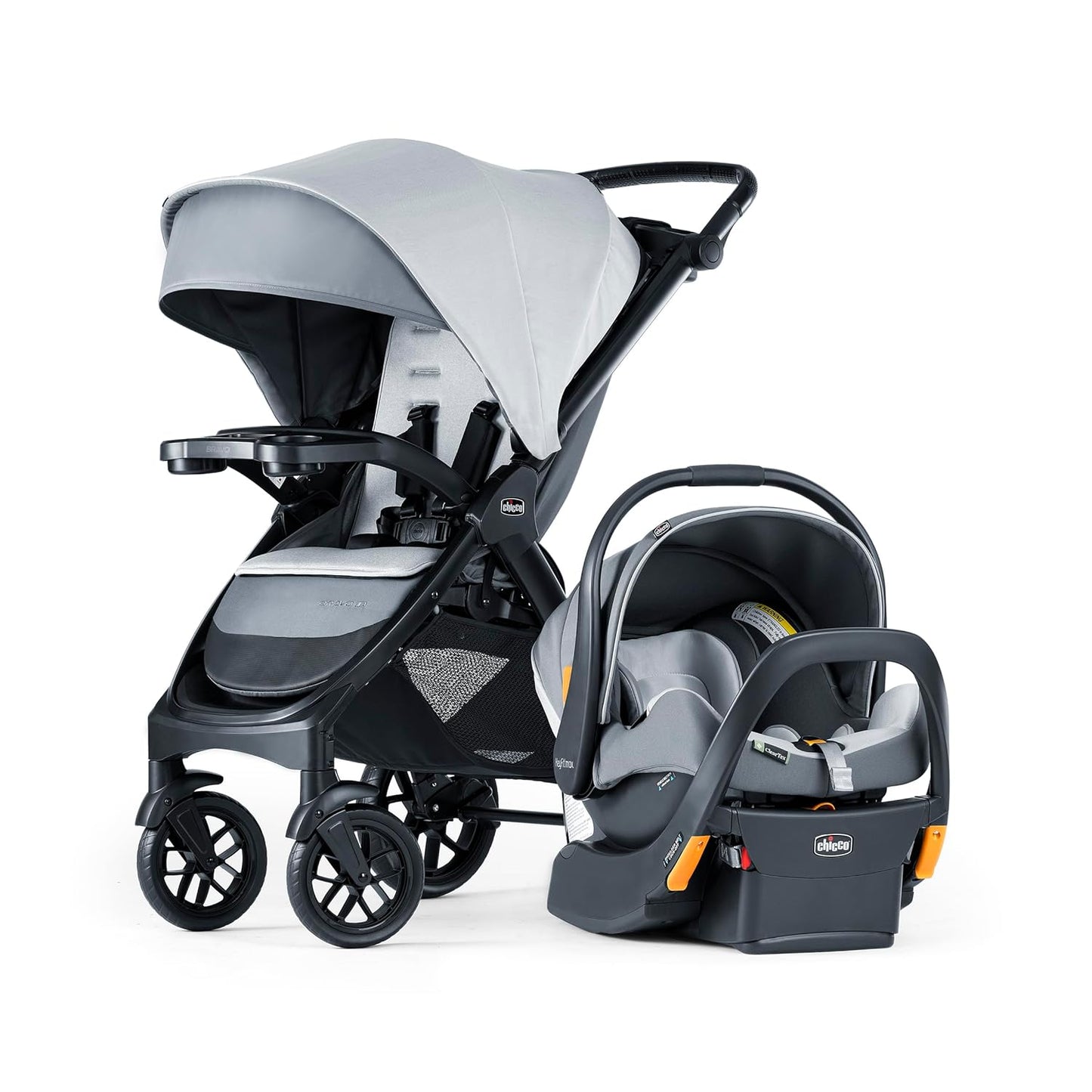 Chicco Bravo LE ClearTex Full-Size Stroller for Babies and Toddlers, UPF-Rated Canopy, GREENGUARD Gold Certified, Lightweight, One-Hand Compact Fold, Pewter/Grey