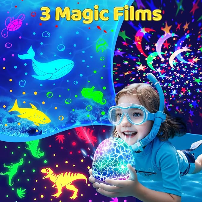 Sensory Lights Kids Sound Machine Night Light Projector Sensory Toys for Kids with Autism Toys for Boys 3-10 Boys Toys | 15 White Noise 3D Films 31Colors Night Light for Kids, Baby Gifts for Boy