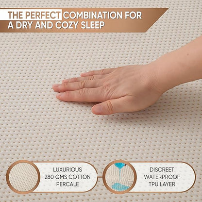 Deluxe Cooling Organic Percale Mattress Protector Twin XL Size - 100% Waterproof - Crisp, Breathable Percale Feel - OCS Certified 280GSM 3D Air-Knit Breathable Mattress Pad - Noiseless Deep Pocket