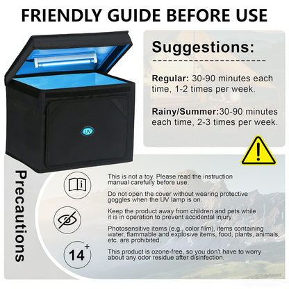 UV Sanitizer Box, 12L Portable Sanitizing and Cleaning Machine with 3-Level Timer, Foldable UV Cleaner Box for Toys, Mask, Towel, Key, UV Cleaning Machine Ozone Free