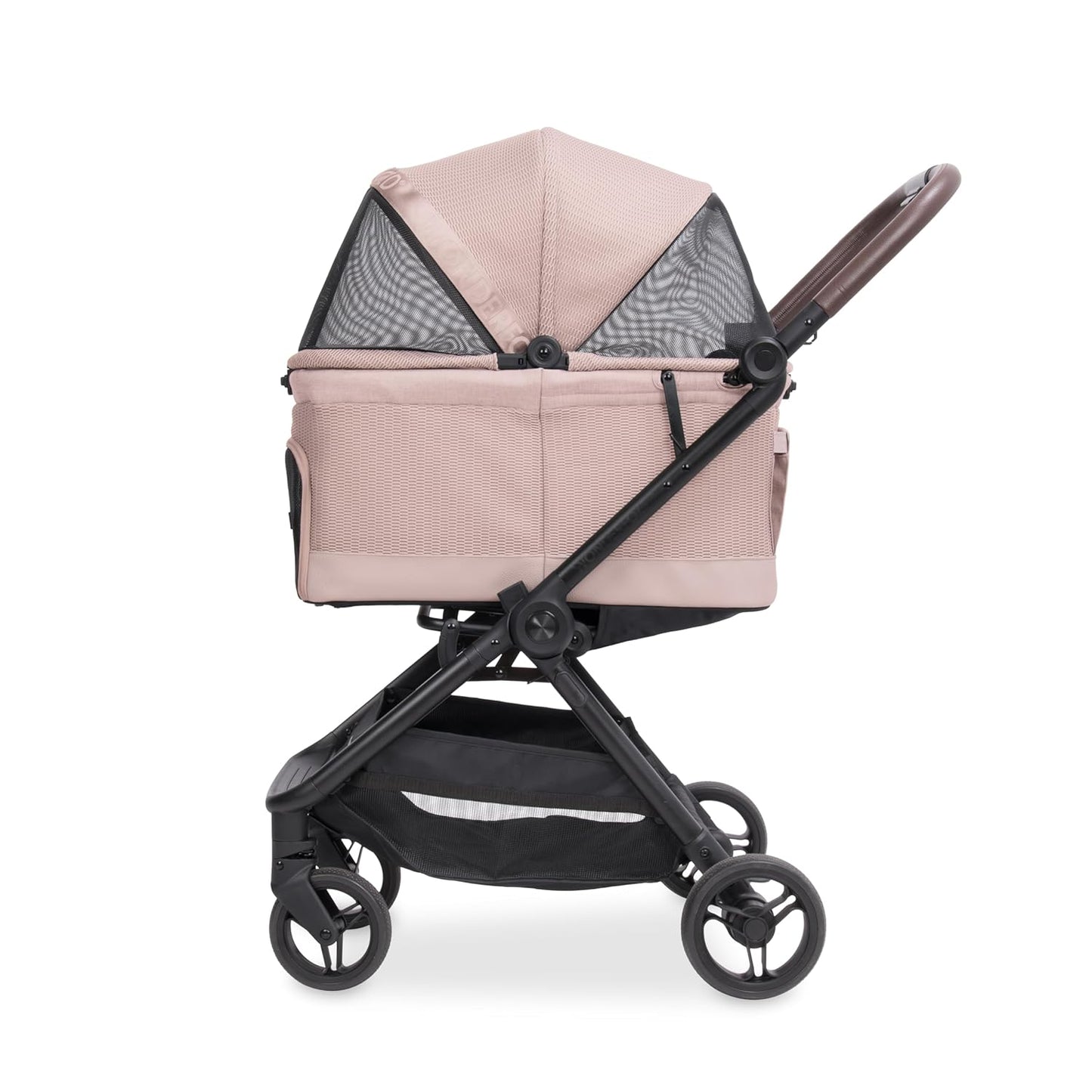 WonderFold Bella Pet Stroller - Autofold Design with Lightweight Aluminum Frame, Breathable Carriage Fabrics and Canopy, Safety Tethers & Easy-Clean Interior - Graphite Black