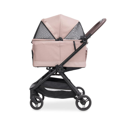 WonderFold Bella Pet Stroller - Autofold Design with Lightweight Aluminum Frame, Breathable Carriage Fabrics and Canopy, Safety Tethers & Easy-Clean Interior - Graphite Black