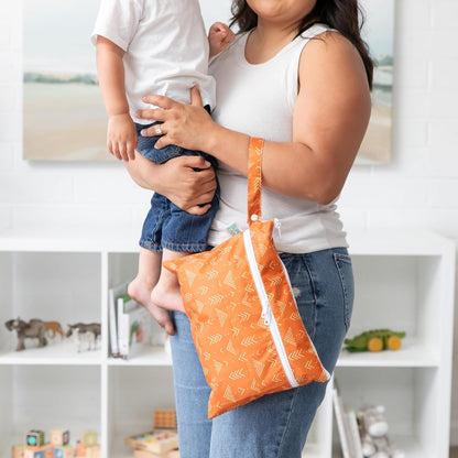 Bumkins Roamio Waterproof Wet Bag for Baby, Travel, Swim Suit, Cloth Diapers, Pump Parts, Pool, Beach, Gym Clothes, Toiletry, Hook to Stroller, Daycare, Zip Reusable Wetdry Packing Pouch, Multi Check - Colors B