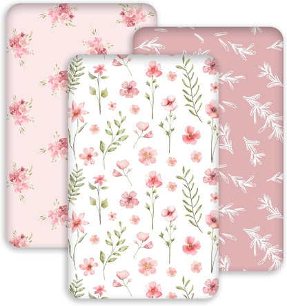 Bedside Sleeper Bassinet Fitted Sheets 20 x 33, 3 Pack Baby Delight Beside Me Dreamer,Babybond,Jimglo,koola,cowiewie,fodoss, Dream On Me Baby Square Bassinet, Pink Animal