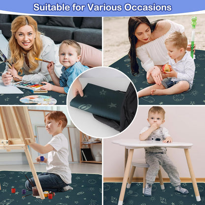 Basumee Splat Mat High Chair Mat Waterproof Baby Play Splat Mat for Under High Chair Food Catcher Highchair Mat for Floor Non Slip Bottom, Pink Rainbow, 46x42 Inches