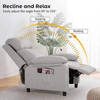 Korser Recliner Chair, 360 Swivel Rocker Chair for Adults, Small Rocking Recliner for Small Spaces, Upholstered Fabric Glider Recliner Nursery