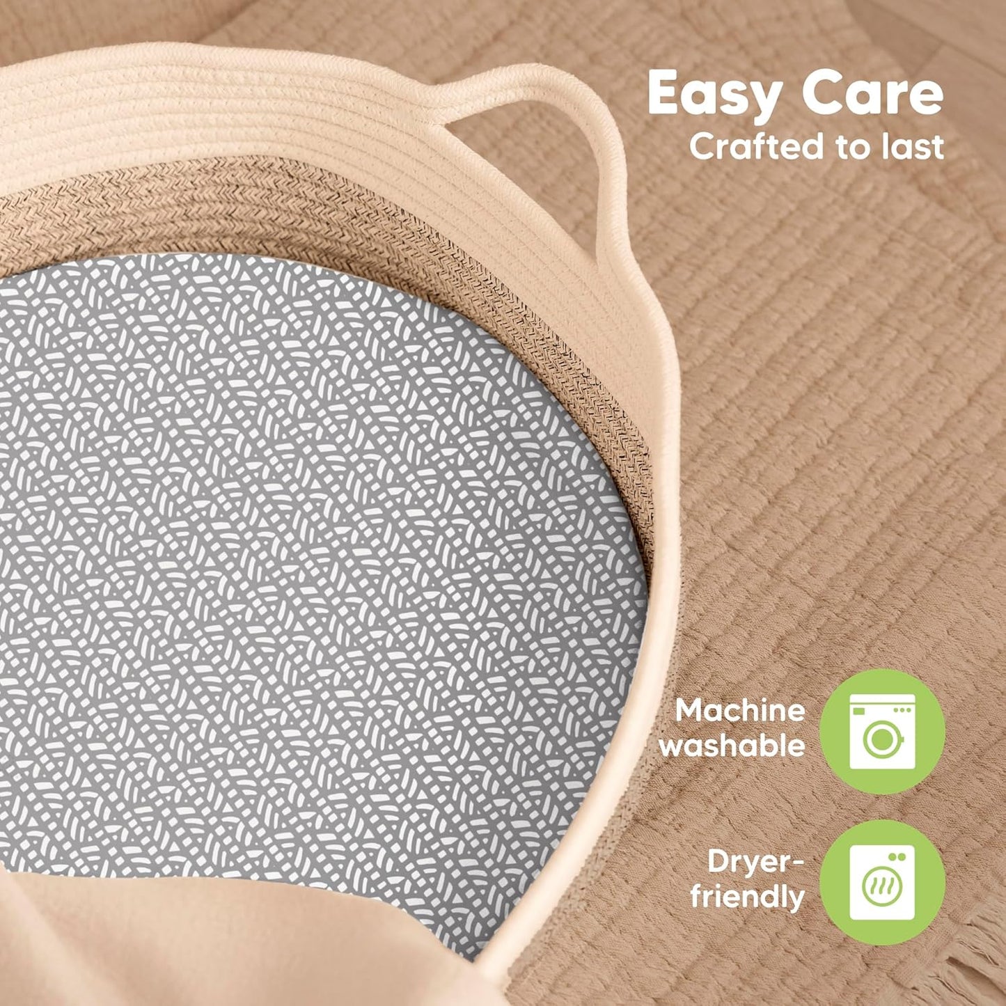 2-Pack Baby Bassinet Sheets Girl, Boy - 33x17 Viscose Derived from Bamboo Bedside Mattress Fitted Bassinet Sheets, Compatible with Halo Bassinest Swivel Sleeper, Baby Delight, Graco (Pecan)