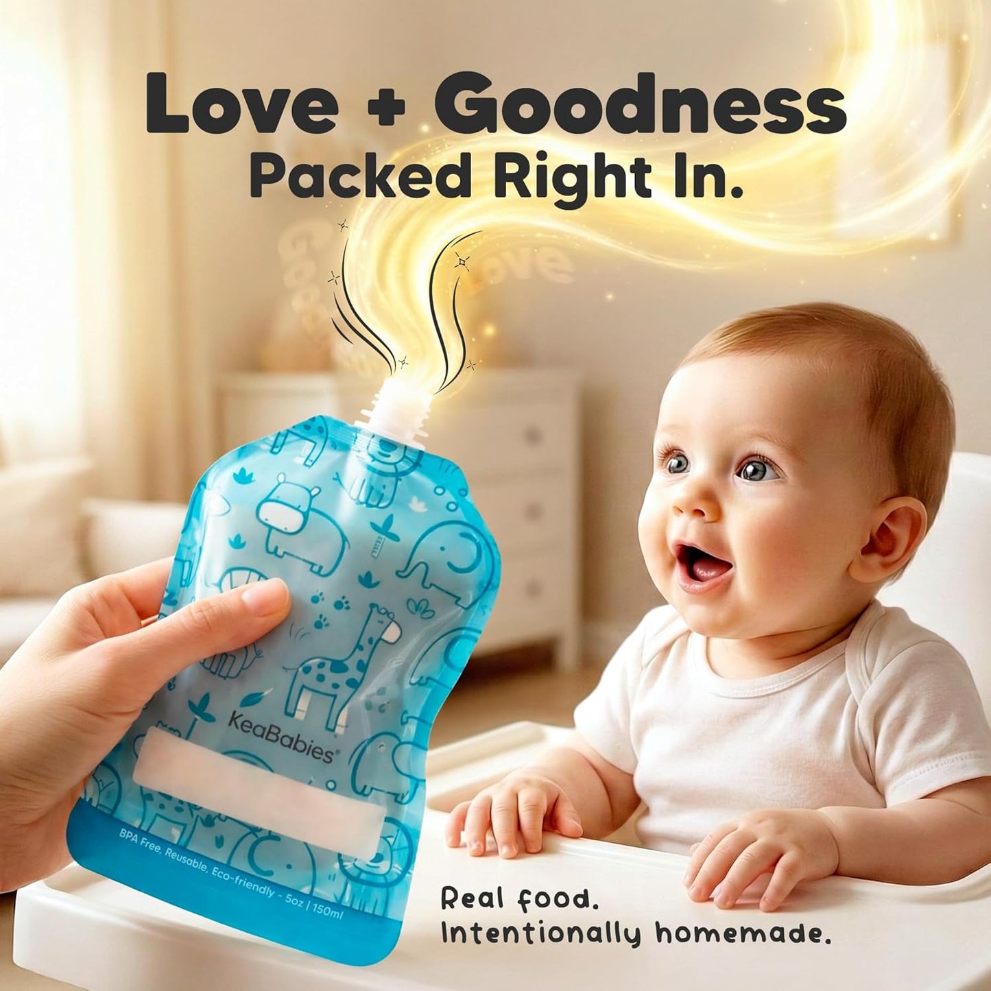 12-Pack Reusable Baby Food Pouches Refillable – 5oz Reusable Pouches for Toddlers, Kids Squeezable Yogurt, Apple Sauce, Fruit Smoothie, Baby Puree Container, Homemade Baby Food Essentials (Lil Barn)