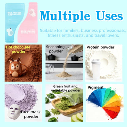 30 Pack 3.94x7.87 inch Writable Bulk Disposable Powder Bags for Travel Sample Dispenser Baby Formula Storage Container Transparent Window Portable Protein Powder Leakproof Pouches