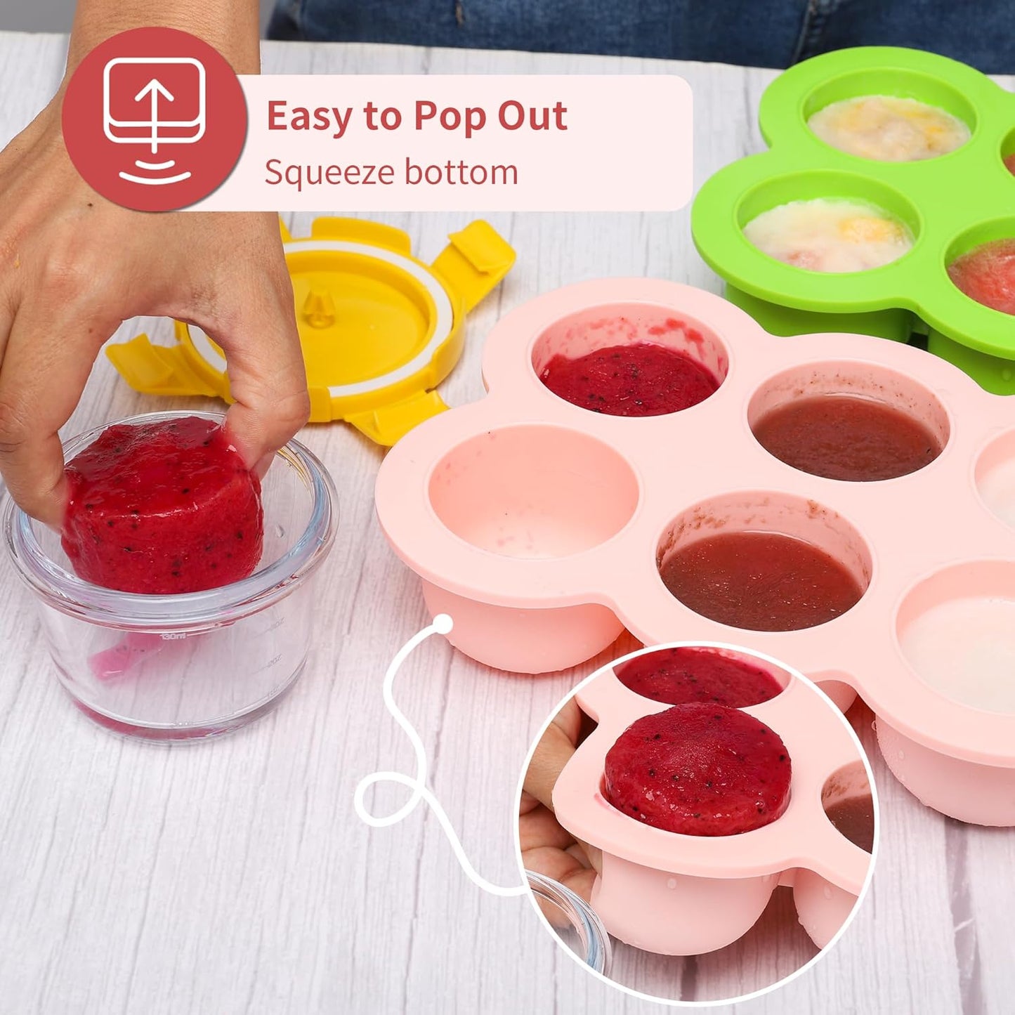 12x1.5oz Baby Food Storage Containers, Baby Food Freezer Tray with Clip Lid Gossamer Pink, Food Grade Silicone Freezer Trays for Purees & Vegetables
