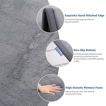Extra Large 79"x158" Baby Activity Play Mat for Floor, 1.3" Thick Elasti Foam for Tummy Time & Crawling, Non-Slip Nursery Rug for Infants, Toddlers & Kids, Tatami Style Mat for Yoga, Living Room, Classroom & Playroom (Dark Gray)