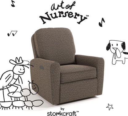 Storkcraft Amalfi Deluxe Power Recliner Swivel Glider – Premium Electronic Nursery Rocking Chair, Oeko-TEX 100 Certified, Includes Dual-USB Charging Port with USB-A & USB-C (Black Boucle)