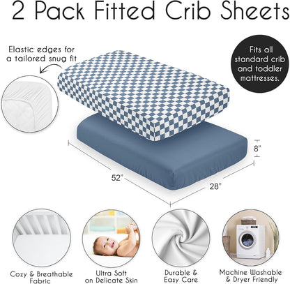 Sweet Jojo Designs 2-Piece Baby Bassinet Sheets Set (Black/White Gingham Checkered Plaid) for Boy/Girl, Infant Newborn Nursery, Oval, Rectangle & Hourglass Mattress (Solid Onyx & Classic Checkerboard)